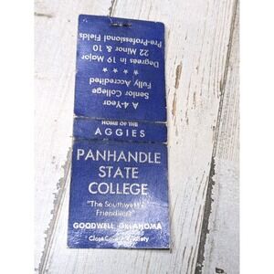 Vintage Matchbook Cover Panhandle State College Aggies‎ Goodwell, Oklahoma Rare